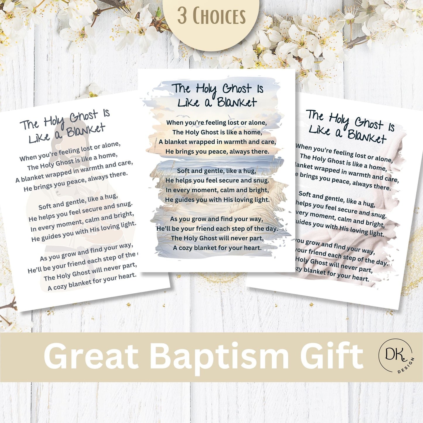 Holy Ghost Blanket Poem – Printable LDS Baptism Gift for Boys & Girls | Faith - Based Keepsake – Faith - Based Printable by Digital Kim Designs