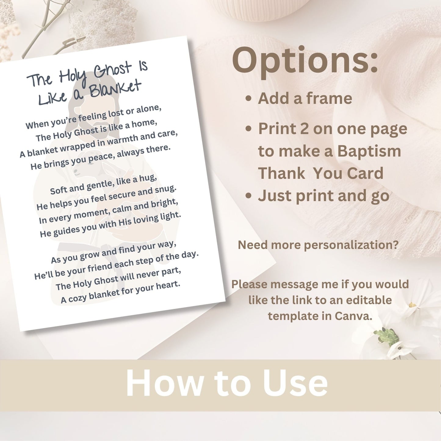 Holy Ghost Blanket Poem – Printable LDS Baptism Gift for Boys & Girls | Faith - Based Keepsake – Faith - Based Printable by Digital Kim Designs
