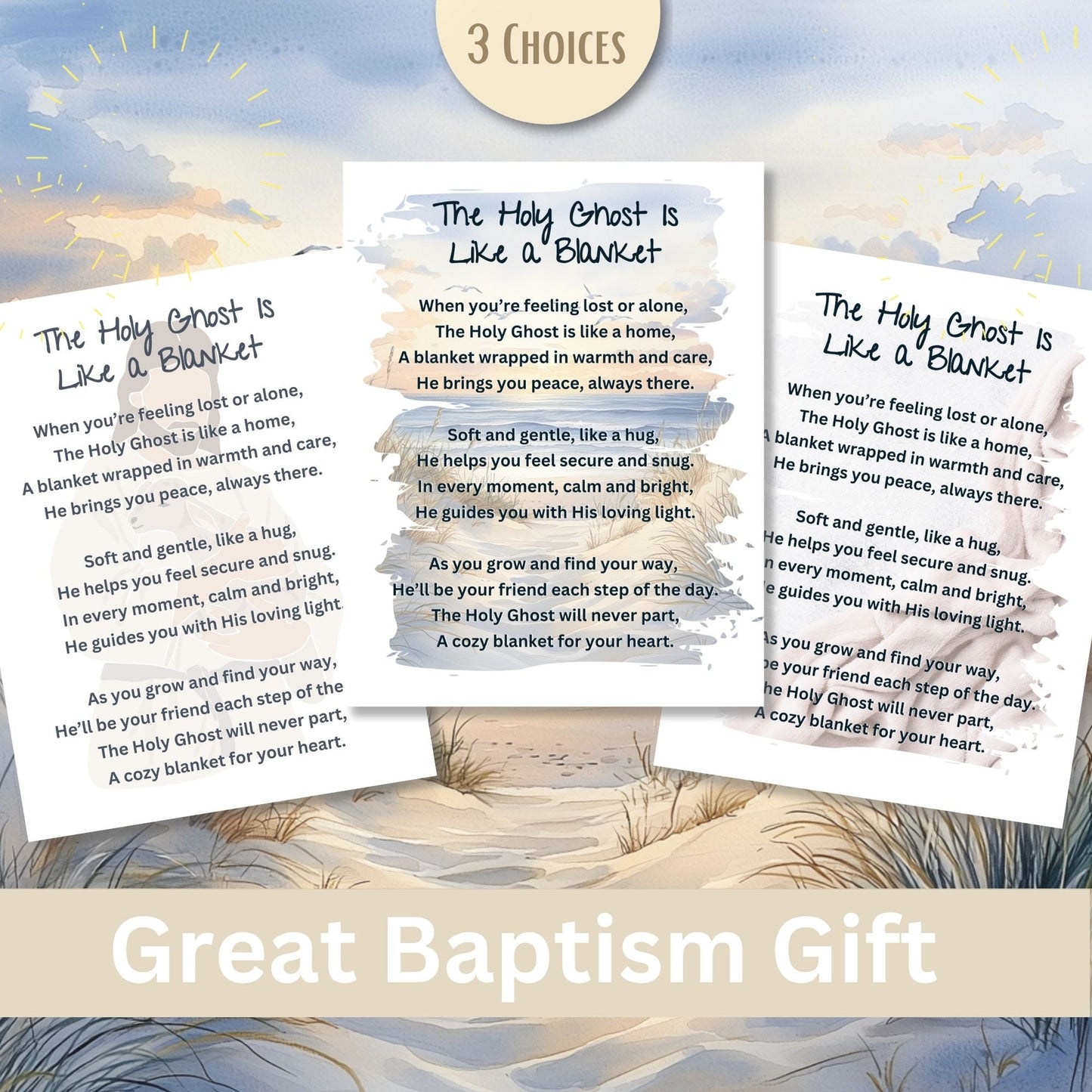Holy Ghost Blanket Poem – Printable LDS Baptism Gift for Boys & Girls | Faith - Based Keepsake – Faith - Based Printable by Digital Kim Designs