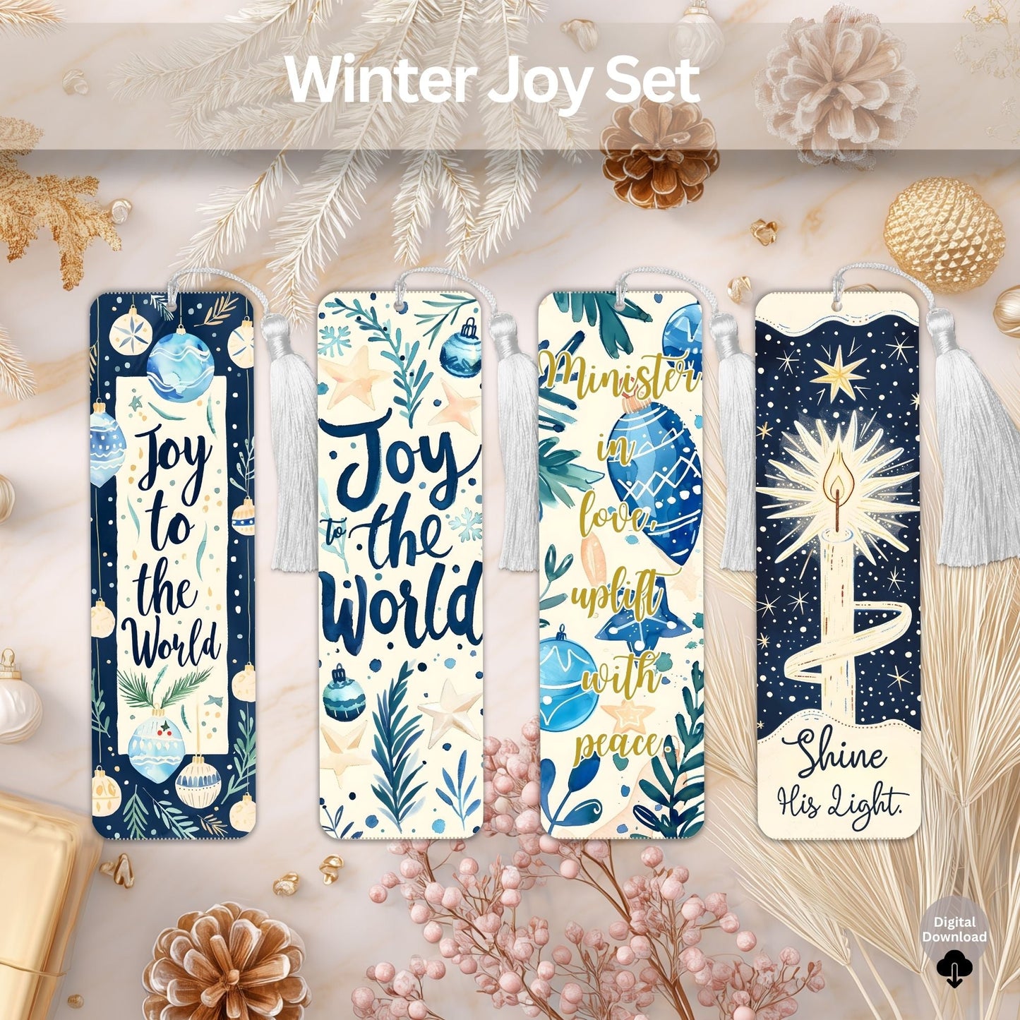 Joy to the World Bookmark Set – Printable Faith - Based Christmas Gift – Digital Printable by Digital Kim Designs