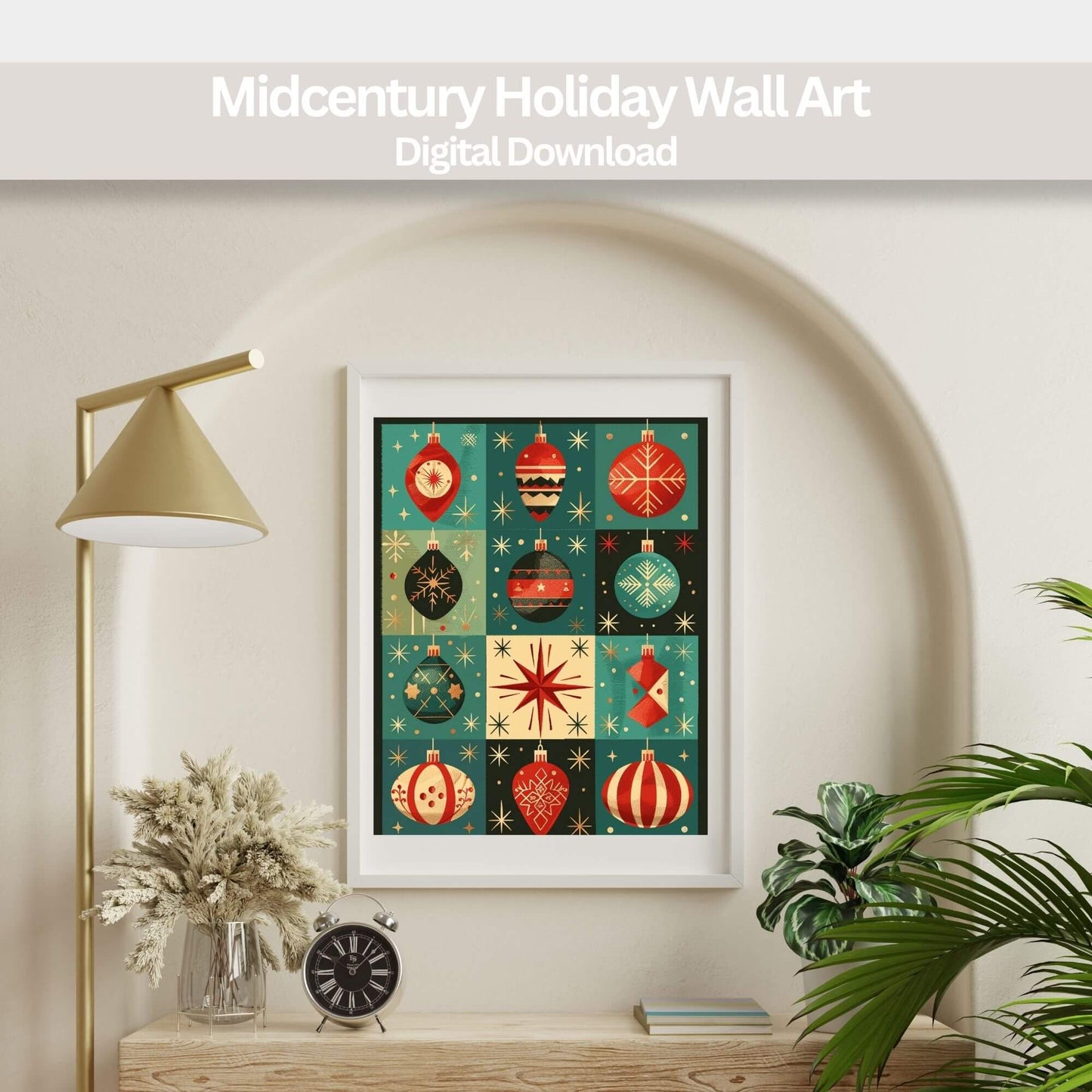 Mid - Century Christmas Print | Retro Holiday Wall Art | Vintage Modern Christmas Decor Digital Download – Digital Printable by Digital Kim Designs