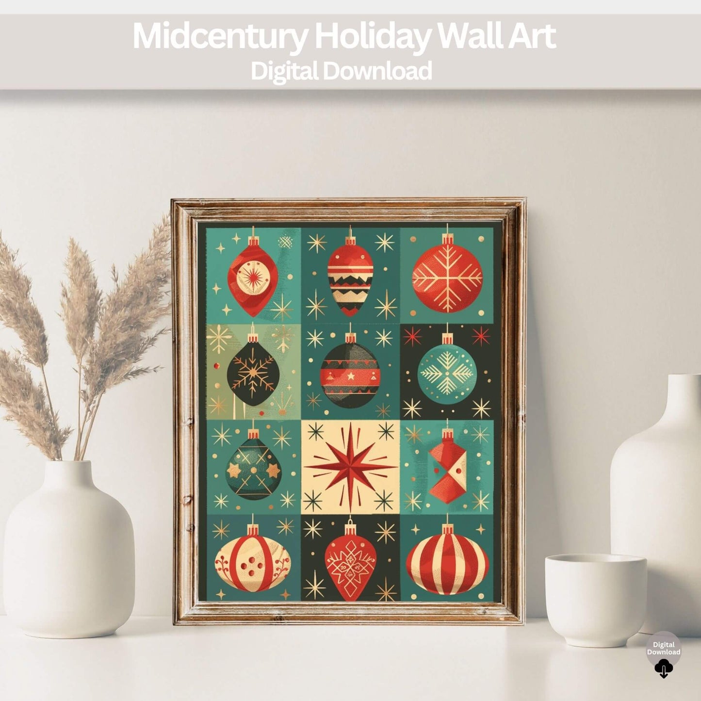 Mid - Century Christmas Print | Retro Holiday Wall Art | Vintage Modern Christmas Decor Digital Download – Digital Printable by Digital Kim Designs