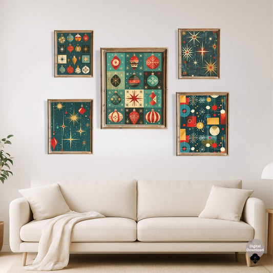 Mid - Century Christmas Prints | Retro Holiday Wall Art Set | Vintage Christmas Printable Decor – Digital Printable by Digital Kim Designs