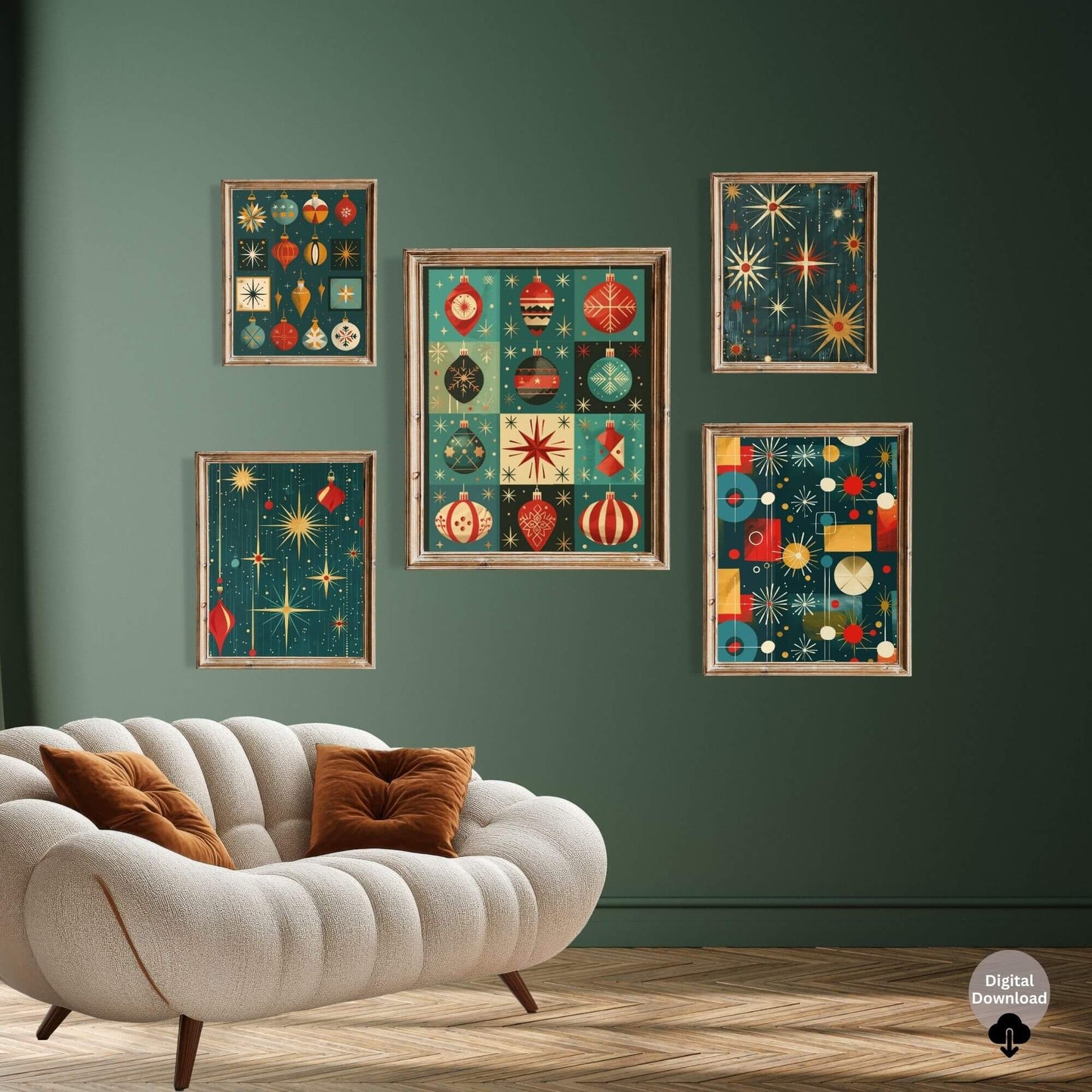 Mid - Century Christmas Prints | Retro Holiday Wall Art Set | Vintage Christmas Printable Decor – Digital Printable by Digital Kim Designs