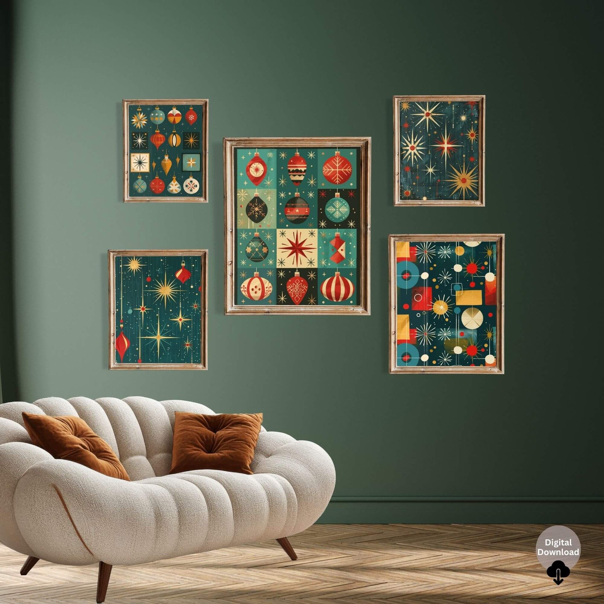 Mid - Century Christmas Prints | Retro Holiday Wall Art Set | Vintage Christmas Printable Decor – Digital Printable by Digital Kim Designs