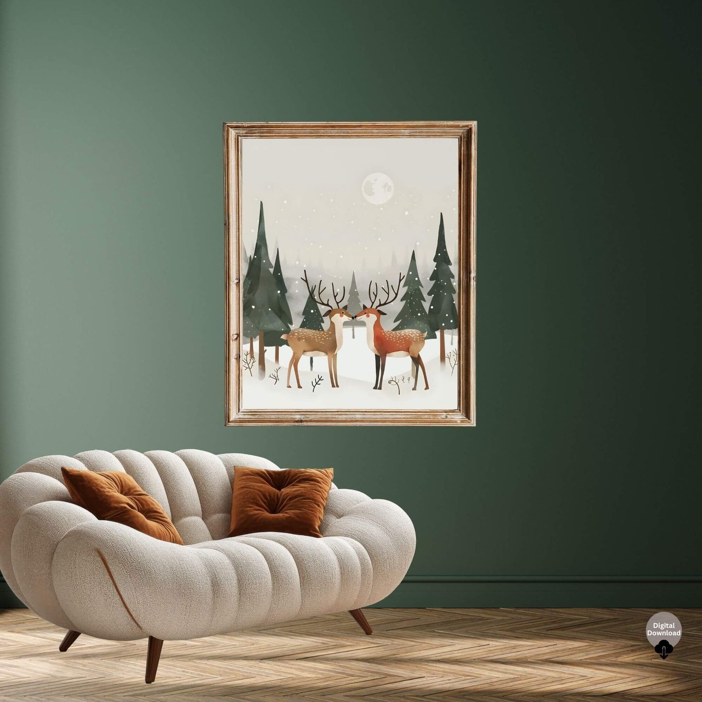 Mid - Century Winter Wall Art |Snowy Hills Print | Modern Scandinavian Christmas Decor Digital Downlaod – Digital Printable by Digital Kim Designs