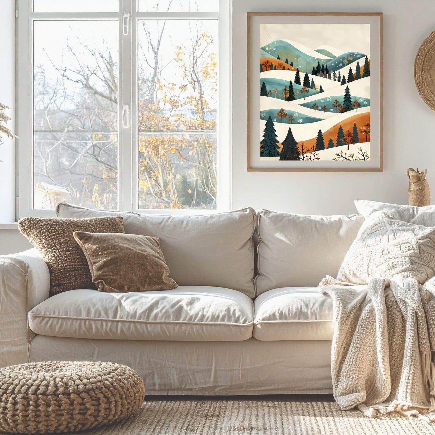 Mid - Century Winter Wall Art |Snowy Hills Print | Modern Scandinavian Christmas Decor Digital Downlaod – Digital Printable by Digital Kim Designs