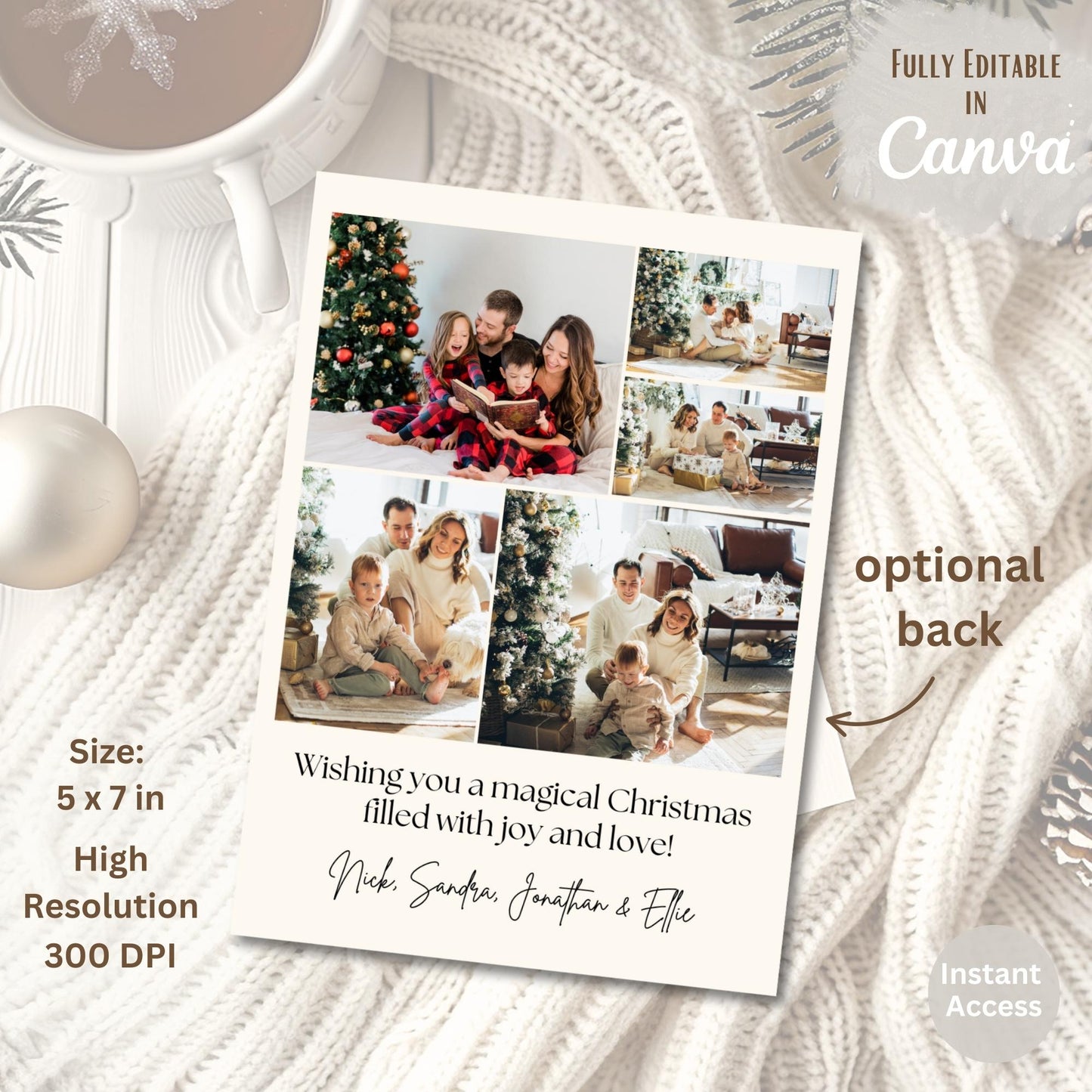 Minimalist Christmas Photo Card Template – Editable Holiday Canva Design – Digital Printable by Digital Kim Designs