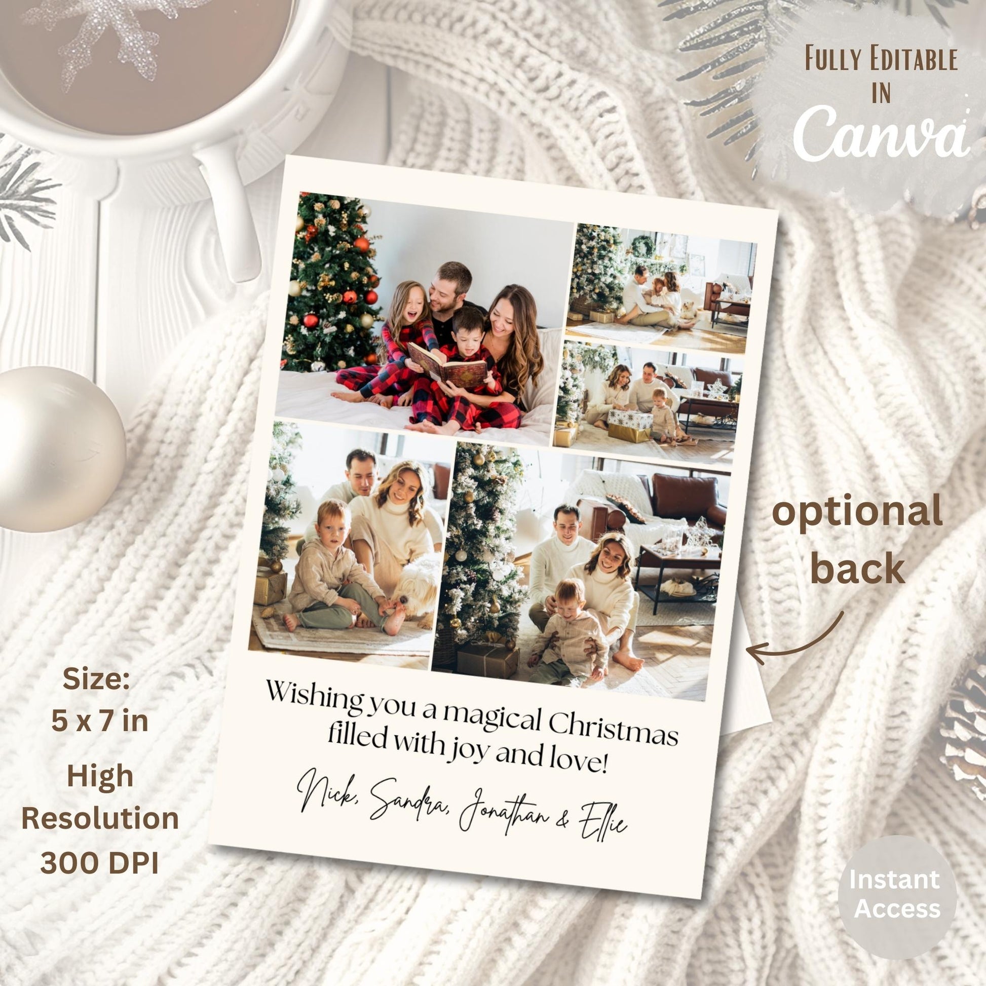 Minimalist Christmas Photo Card Template – Editable Holiday Canva Design – Digital Printable by Digital Kim Designs