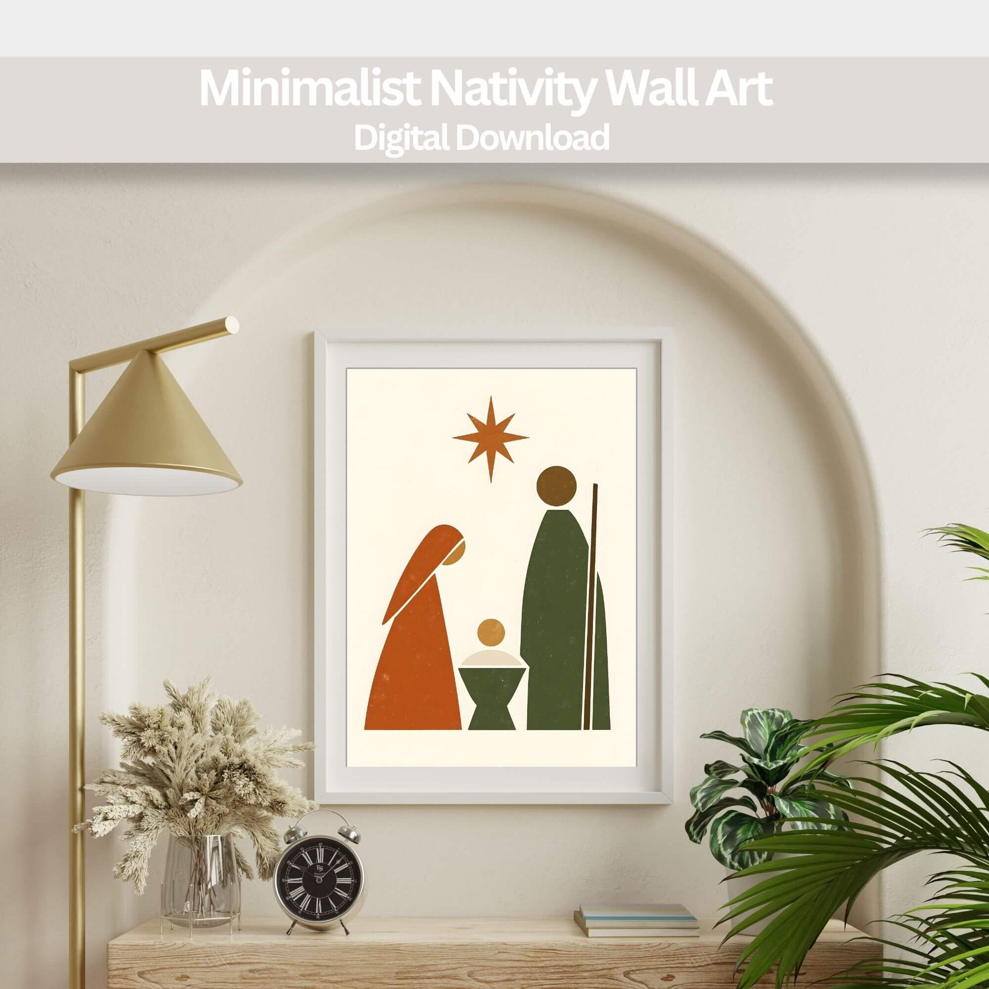 Minimalist Nativity Scene | Mary & Joseph Christmas Wall Art | Modern Religious Printable – Digital Printable by Digital Kim Designs