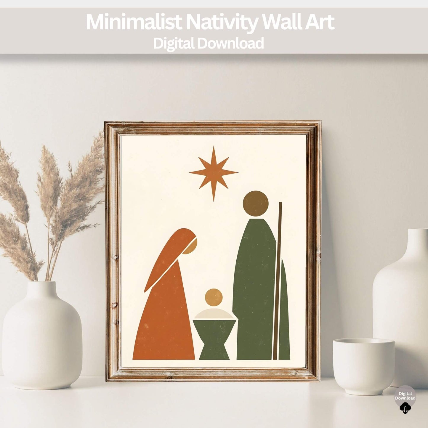 Minimalist Nativity Scene | Mary & Joseph Christmas Wall Art | Modern Religious Printable – Digital Printable by Digital Kim Designs