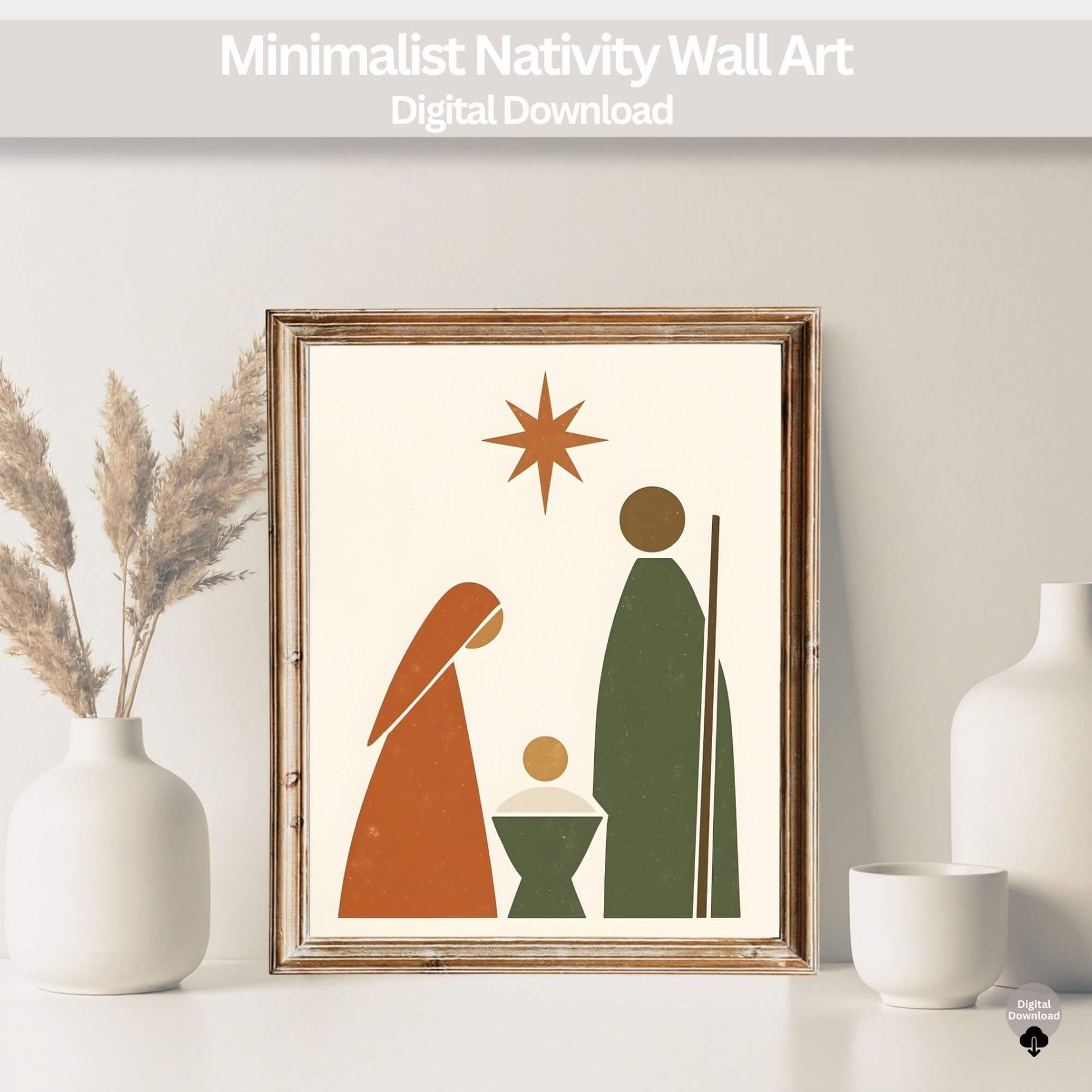 Minimalist Nativity Scene | Mary & Joseph Christmas Wall Art | Modern Religious Printable – Digital Printable by Digital Kim Designs