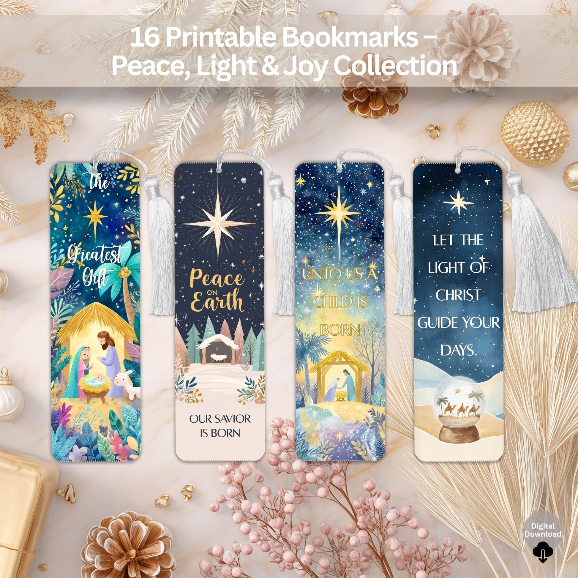 Ministering Bookmark Bundle | Printable LDS & Christian Gift | Peace, Light & Joy Scripture Set – Digital Printable by Digital Kim Designs