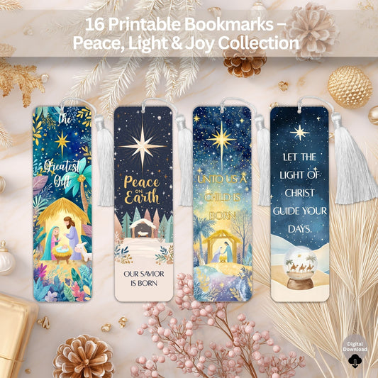 Ministering Bookmark Bundle | Printable LDS & Christian Gift | Peace, Light & Joy Scripture Set – Digital Printable by Digital Kim Designs