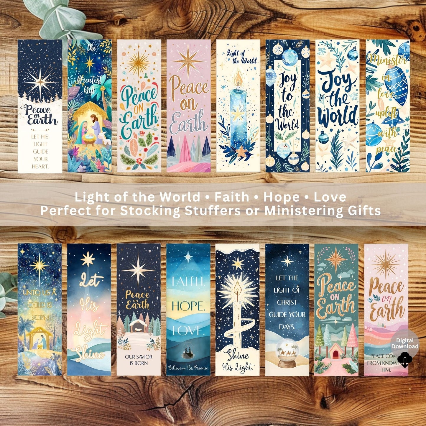 Ministering Bookmark Bundle | Printable LDS & Christian Gift | Peace, Light & Joy Scripture Set – Digital Printable by Digital Kim Designs