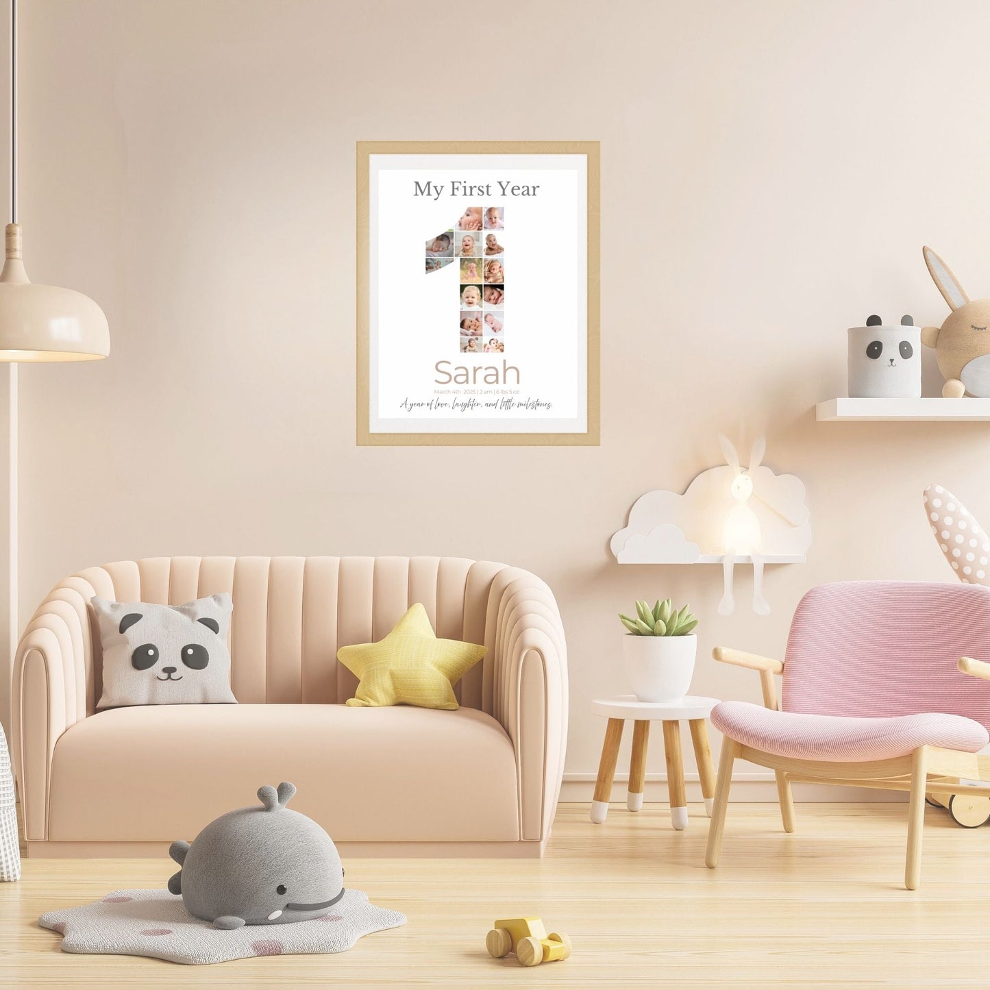 My First Year Photo Collage | Editable Baby Milestone Poster | Custom Name & Date Printable Gift | Canva Template – Digital Printable by Digital Kim Designs