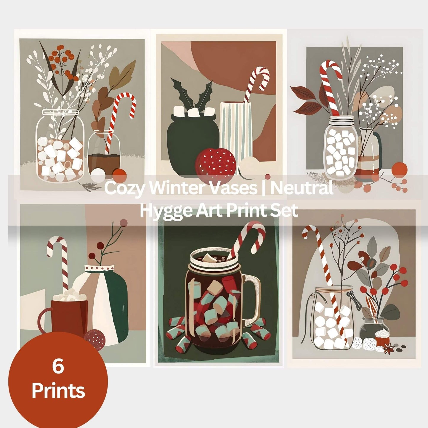 Neutral Hygge Vase Art Prints | Cozy Winter Wall Art Set | Scandinavian Home Decor (Digital Download) – Digital Printable by Digital Kim Designs