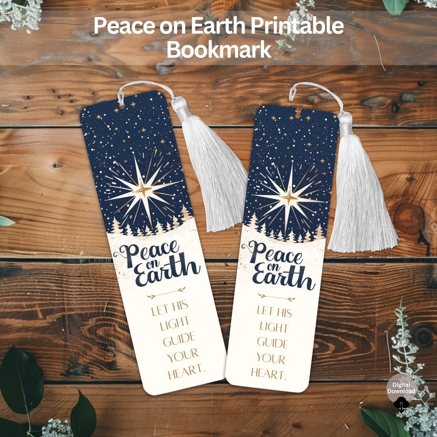 Peace on Earth Printable Bookmark | Christian Christmas Gift for LDS & Ministering Friends | Relief Society Printable (Digital Download) – Digital Printable by Digital Kim Designs