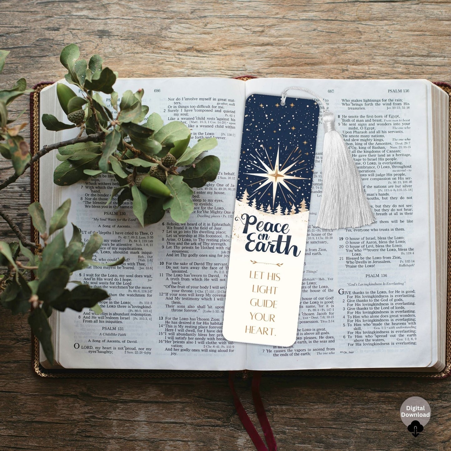 Peace on Earth Printable Bookmark | Christian Christmas Gift for LDS & Ministering Friends | Relief Society Printable (Digital Download) – Digital Printable by Digital Kim Designs