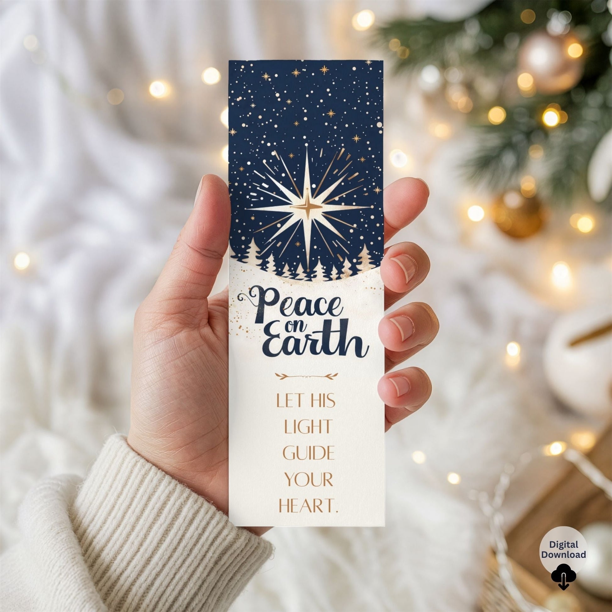 Peace on Earth Printable Bookmark | Christian Christmas Gift for LDS & Ministering Friends | Relief Society Printable (Digital Download) – Digital Printable by Digital Kim Designs