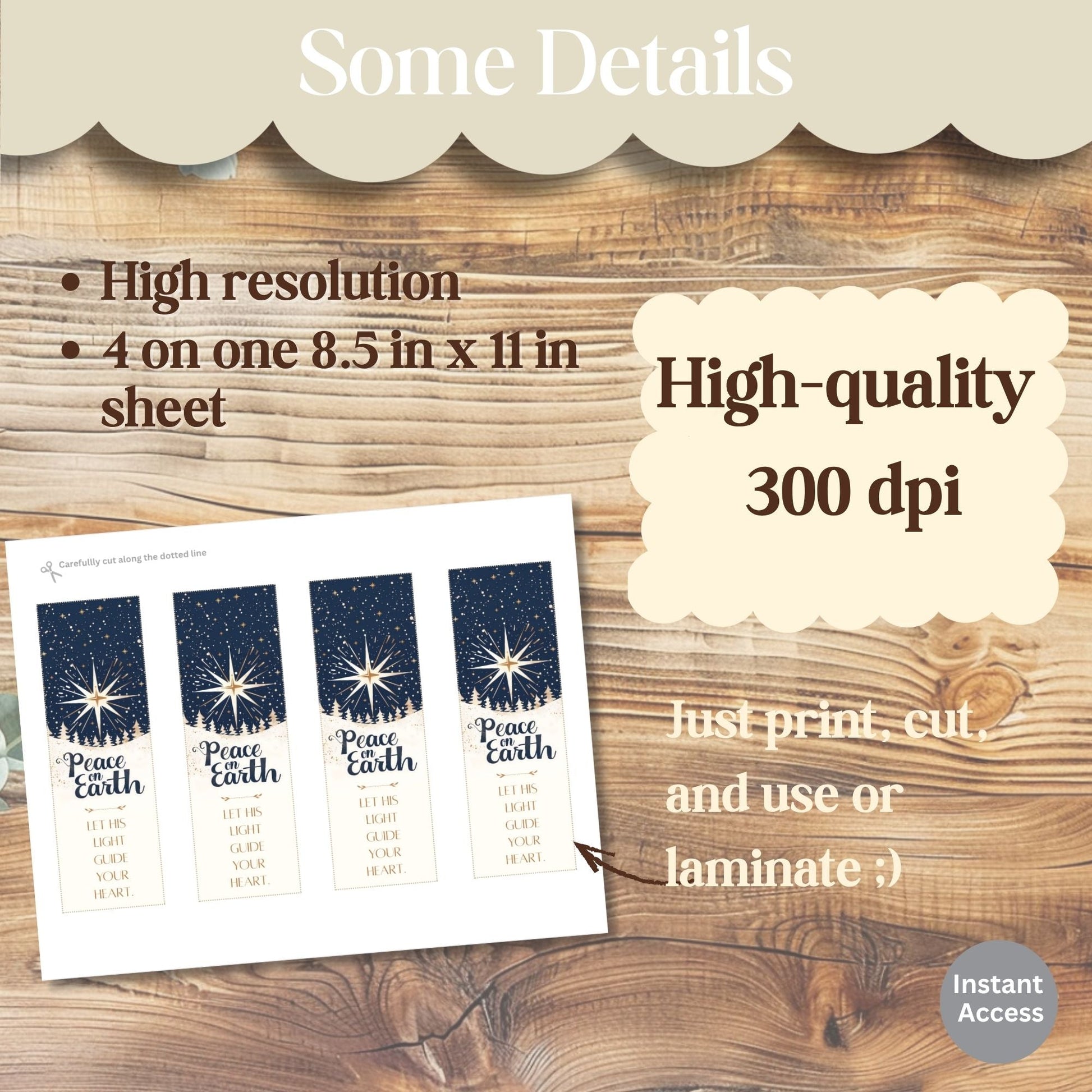 Peace on Earth Printable Bookmark | Christian Christmas Gift for LDS & Ministering Friends | Relief Society Printable (Digital Download) – Digital Printable by Digital Kim Designs