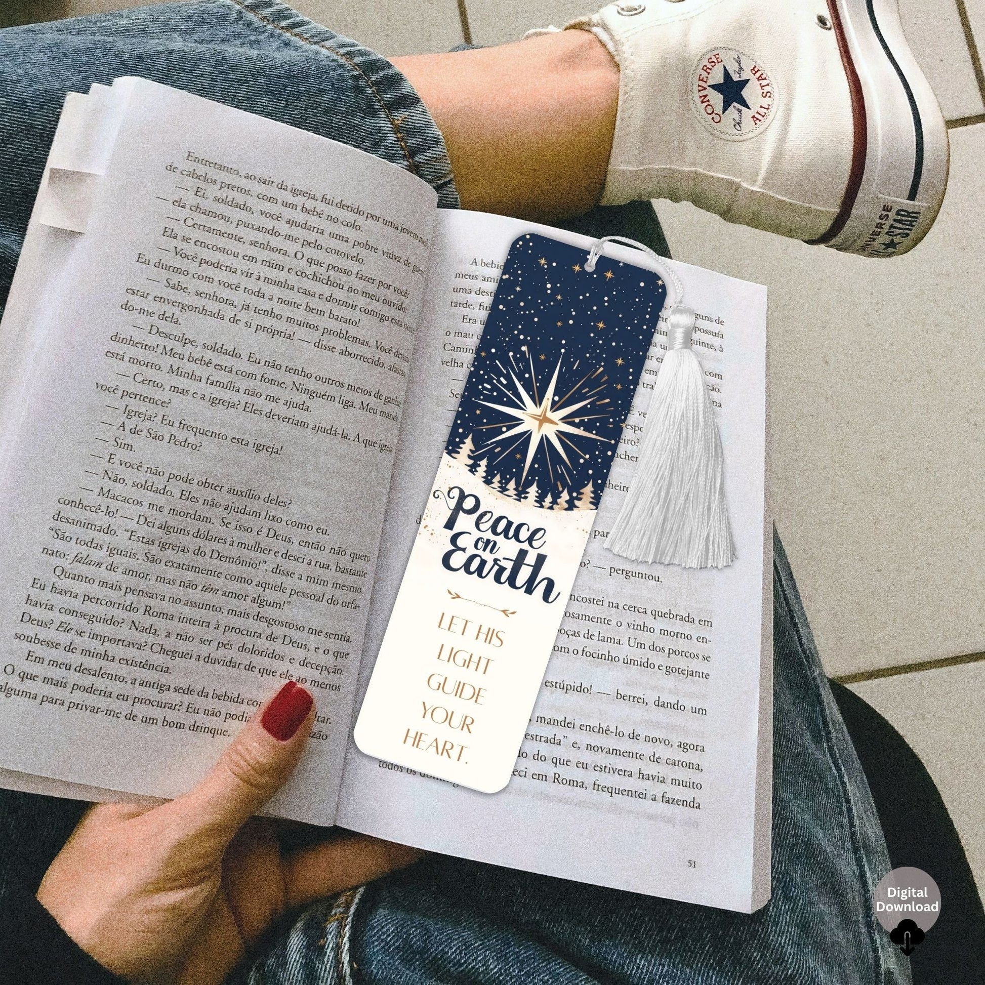 Peace on Earth Printable Bookmark | Christian Christmas Gift for LDS & Ministering Friends | Relief Society Printable (Digital Download) – Digital Printable by Digital Kim Designs