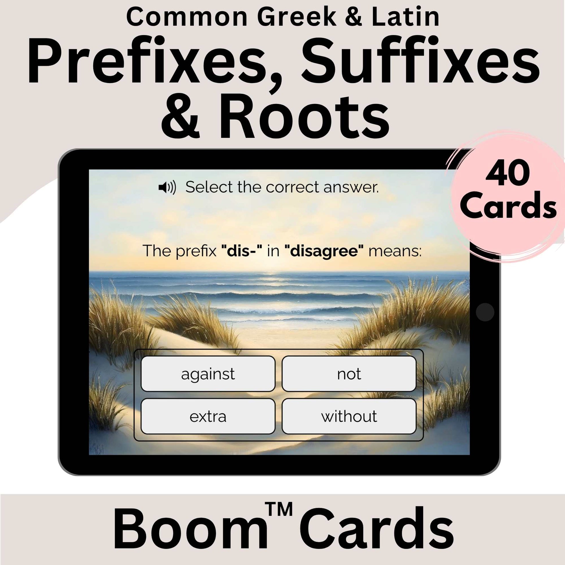 Prefixes, Suffixes & Roots Boom Cards™ | 40 Digital Word Study Task Cards – Faith - Based Printable by Digital Kim Designs