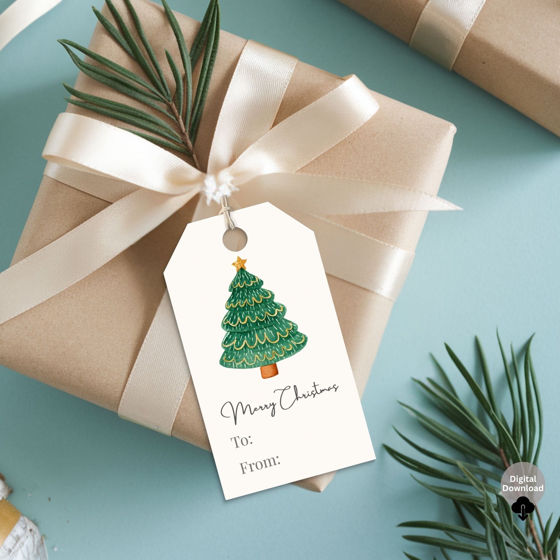 Printable Merry Christmas Gift Tags | Classic Red & Green Holiday Tags | Cozy Gingerbread & Tree Design Set (Digital Download) – Digital Printable by Digital Kim Designs