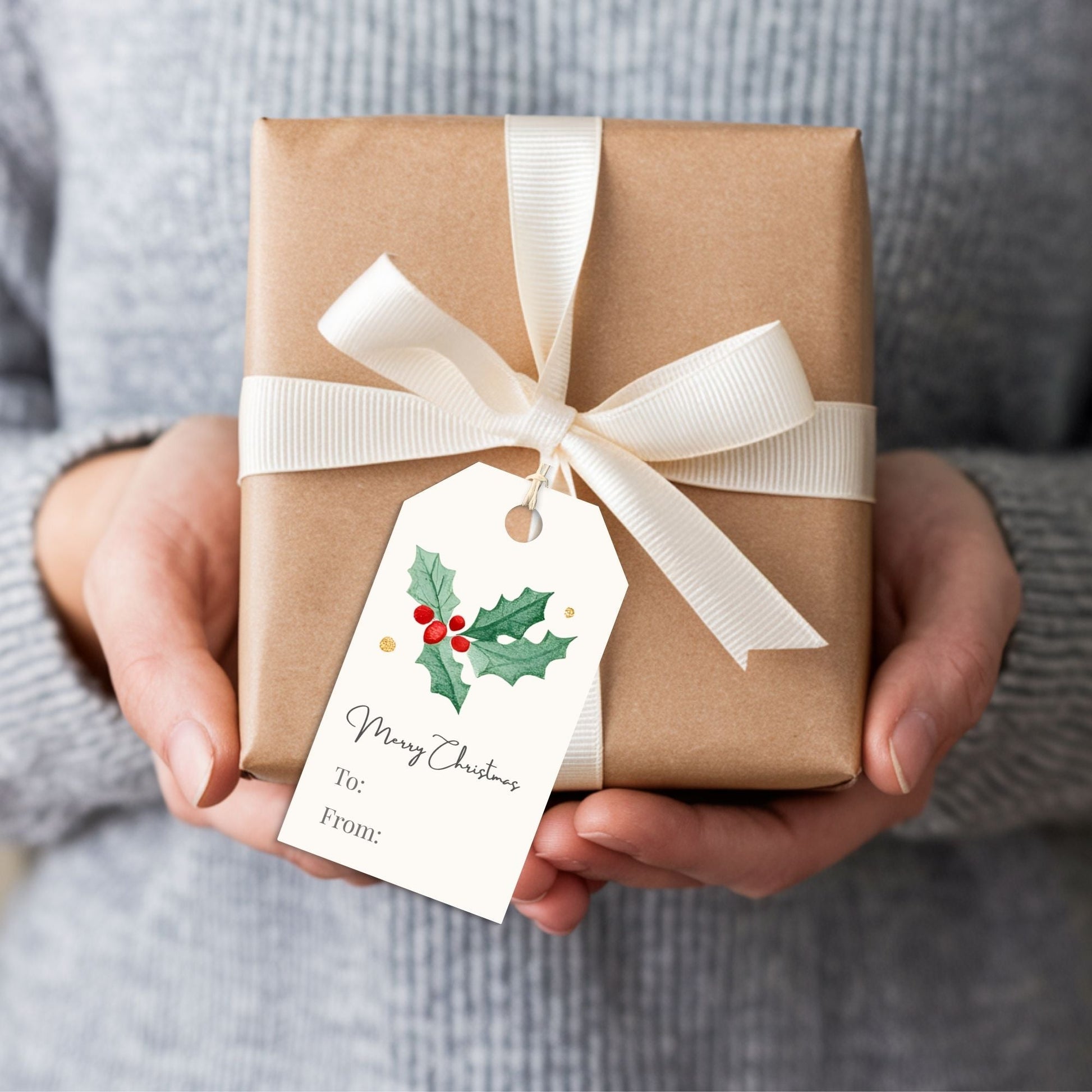 Printable Merry Christmas Gift Tags | Classic Red & Green Holiday Tags | Cozy Gingerbread & Tree Design Set (Digital Download) – Digital Printable by Digital Kim Designs