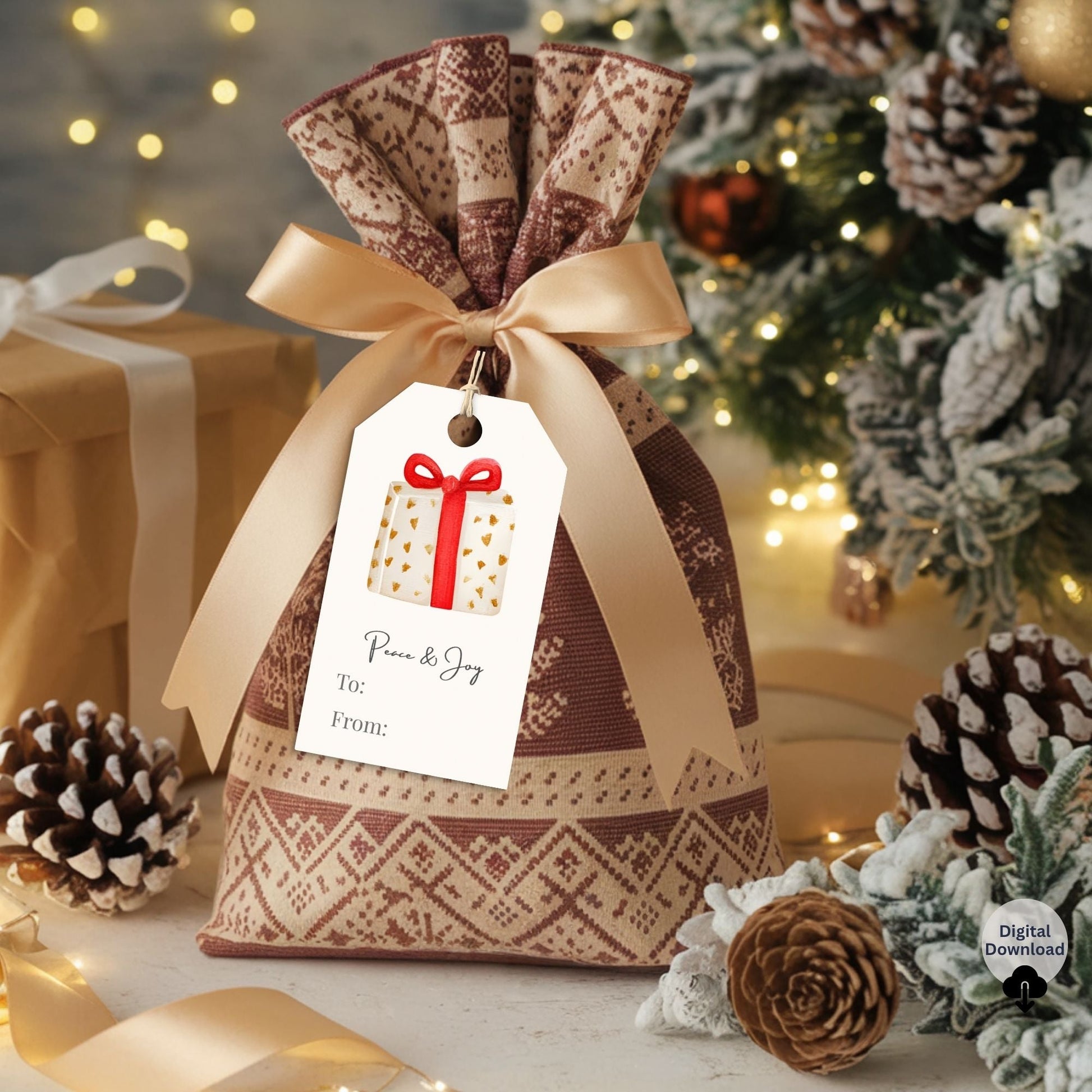 Printable Merry Christmas Gift Tags | Classic Red & Green Holiday Tags | Cozy Gingerbread & Tree Design Set (Digital Download) – Digital Printable by Digital Kim Designs