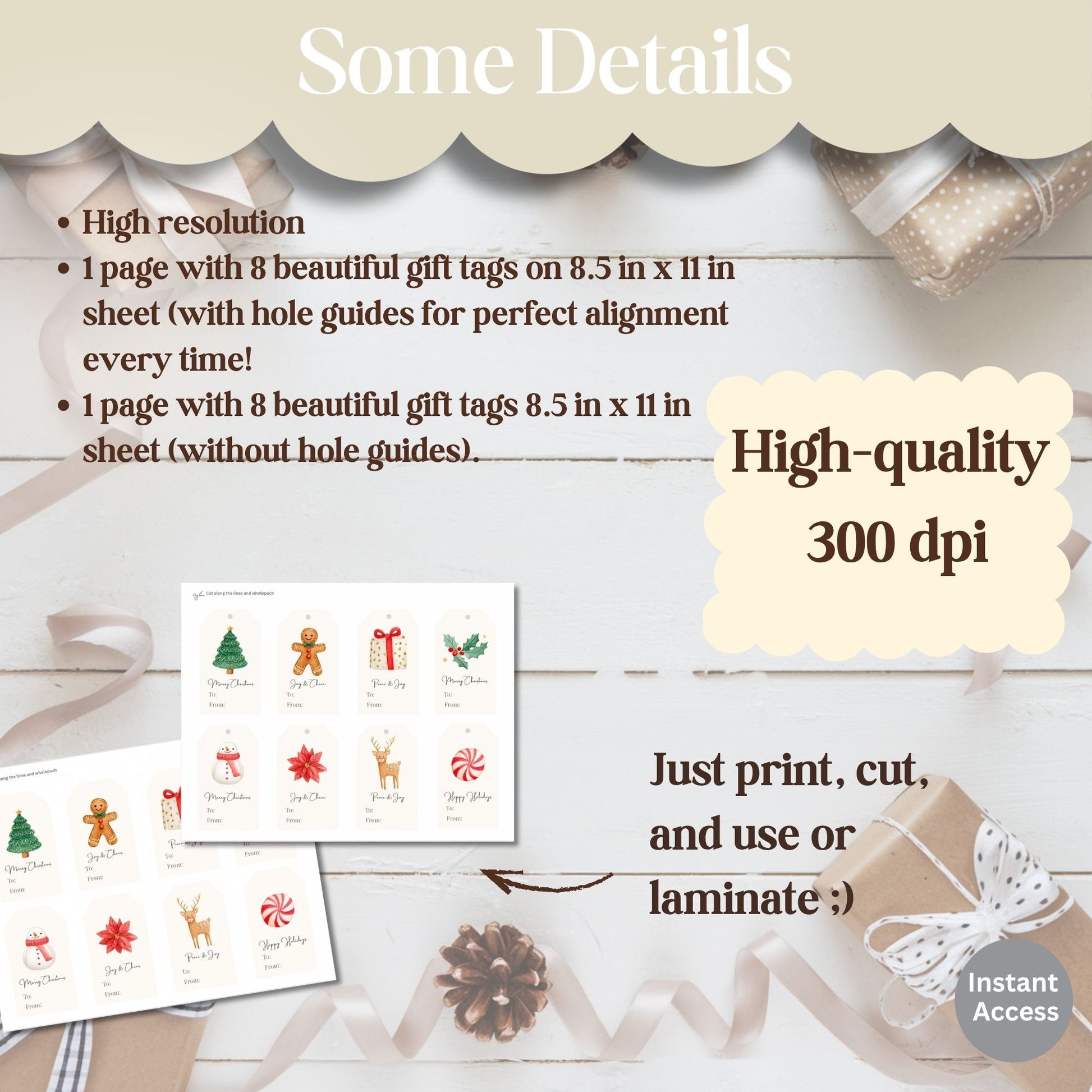 Printable Merry Christmas Gift Tags | Classic Red & Green Holiday Tags | Cozy Gingerbread & Tree Design Set (Digital Download) – Digital Printable by Digital Kim Designs