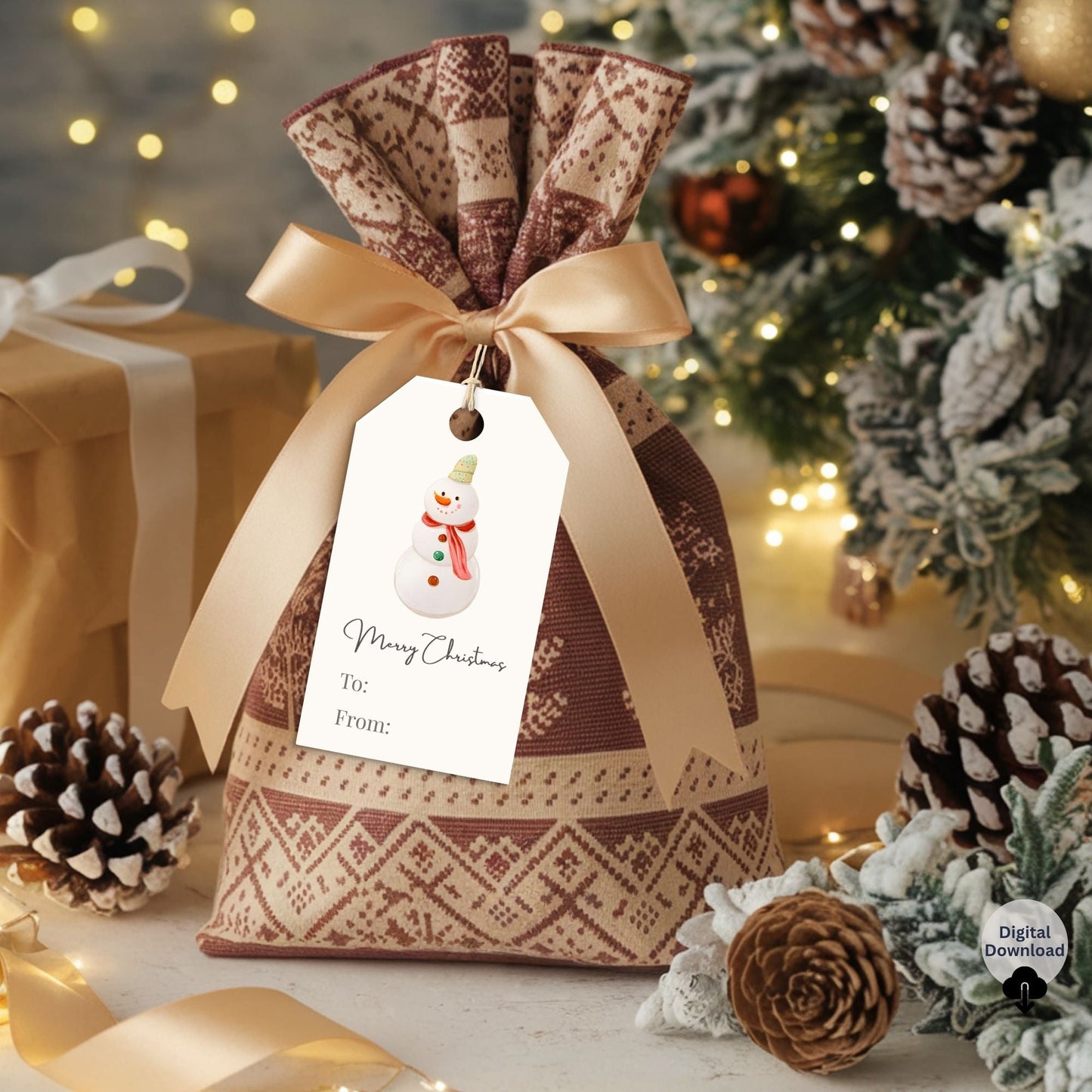Printable Pink Christmas Gift Tags | Cozy Holiday Tag Set | Elegant Pink & Gold Wrapping Labels (Digital Download) – Digital Printable by Digital Kim Designs