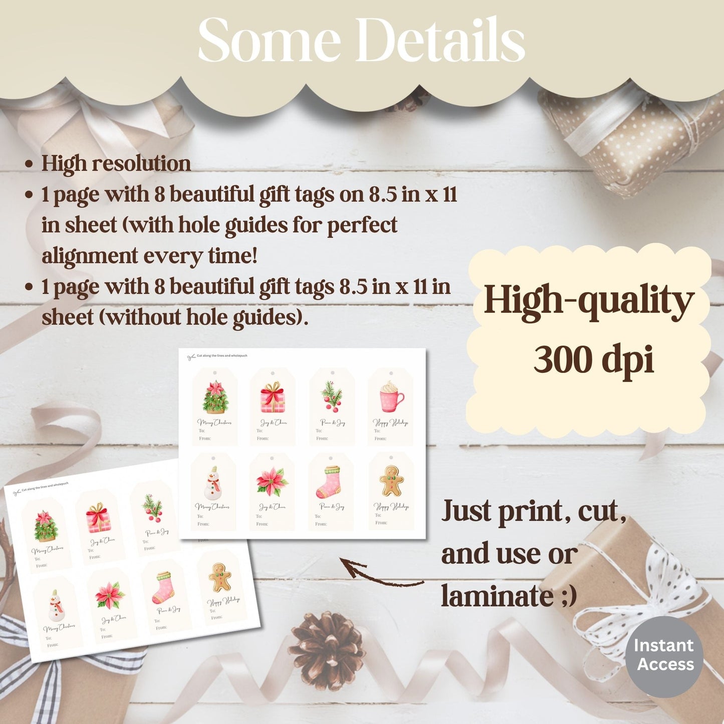 Printable Pink Christmas Gift Tags | Cozy Holiday Tag Set | Elegant Pink & Gold Wrapping Labels (Digital Download) – Digital Printable by Digital Kim Designs