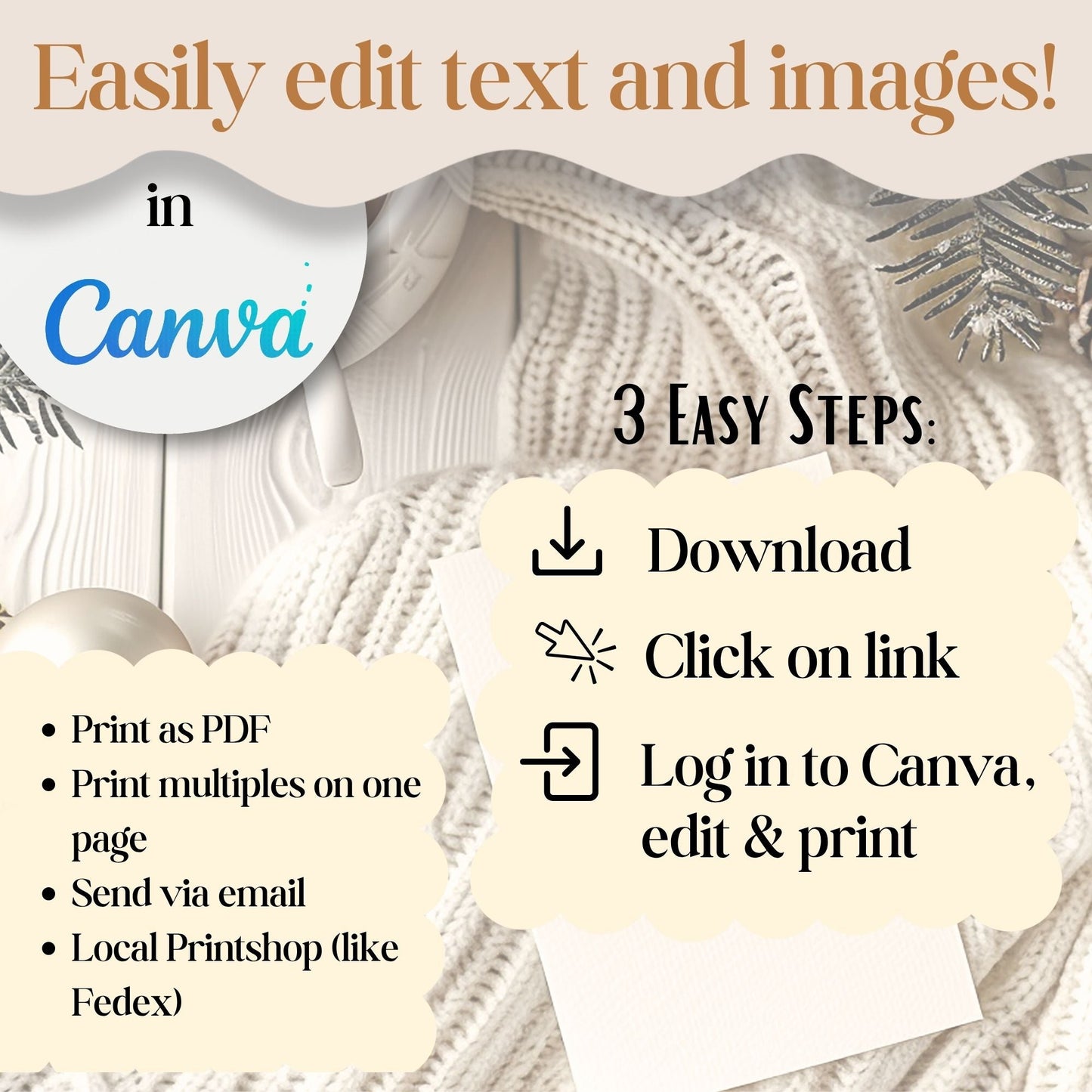 Shopify Product Title Editable Christmas Gift Certificate – Printable Holiday Voucher Template (Digital Download)) – Digital Printable by Digital Kim Designs