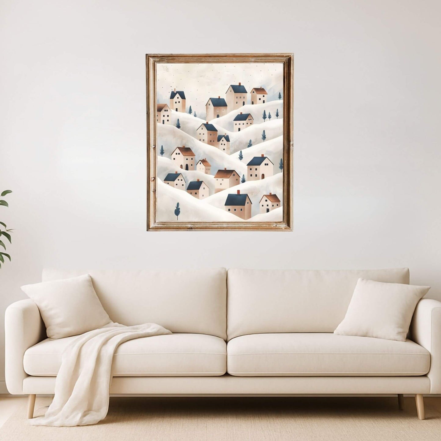 Simple Winter Wall Art | Scandinavian Snowy Village Print | Cozy Nordic Home Decor (Digital Download) – Digital Printable by Digital Kim Designs