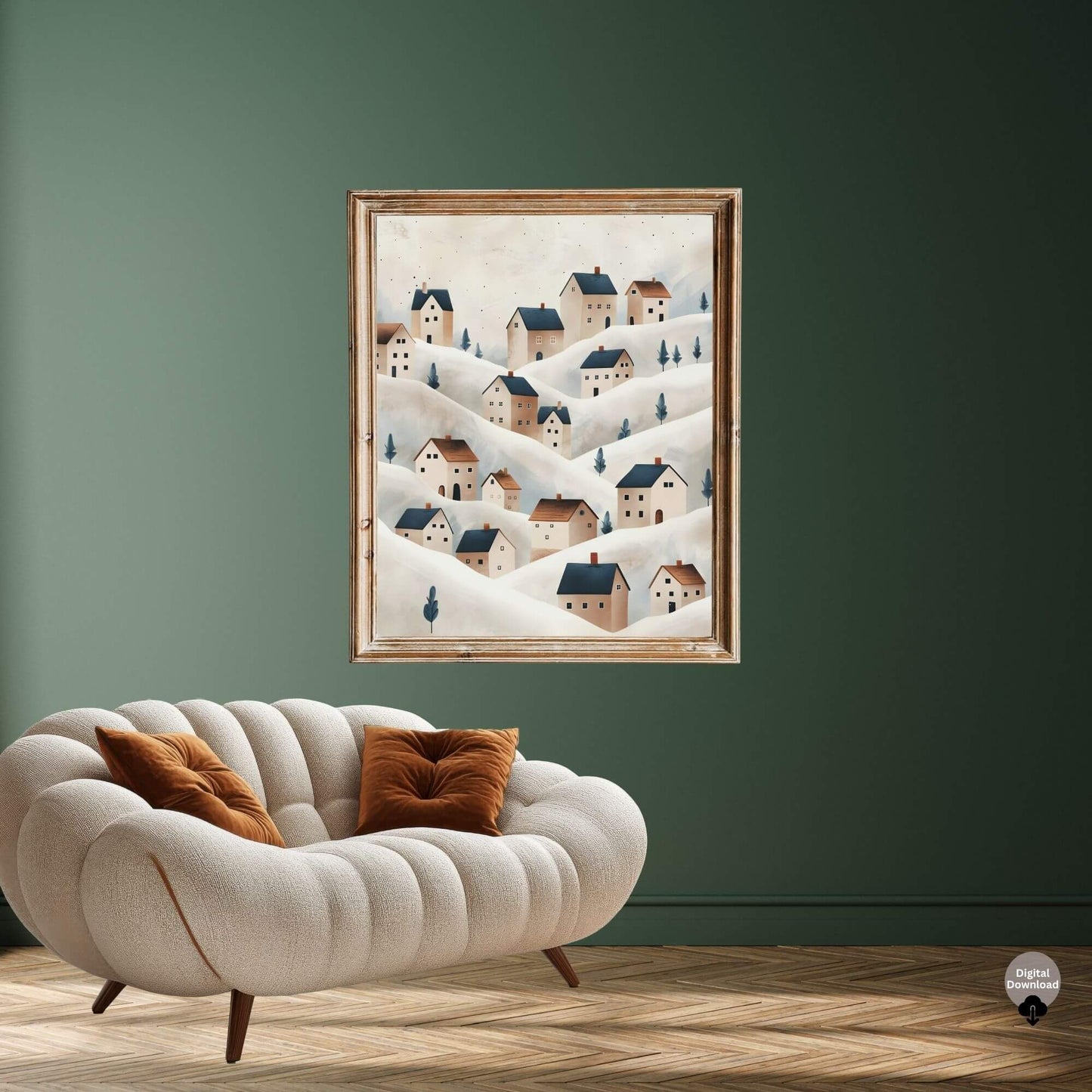 Simple Winter Wall Art | Scandinavian Snowy Village Print | Cozy Nordic Home Decor (Digital Download) – Digital Printable by Digital Kim Designs