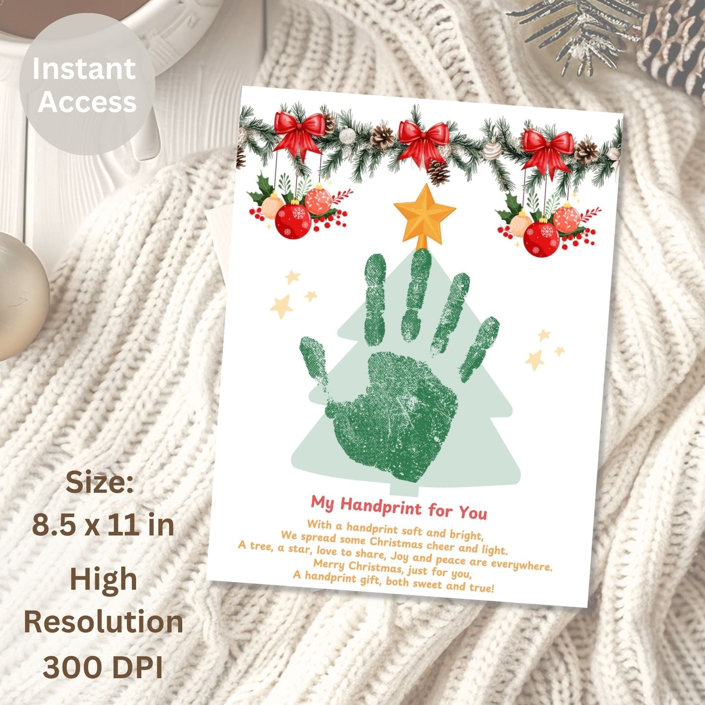 Title Xmas Tree Handprint Art | DIY Kids Craft Printable | Holiday Keepsake Gift (Digital Download) – Digital Printable by Digital Kim Designs