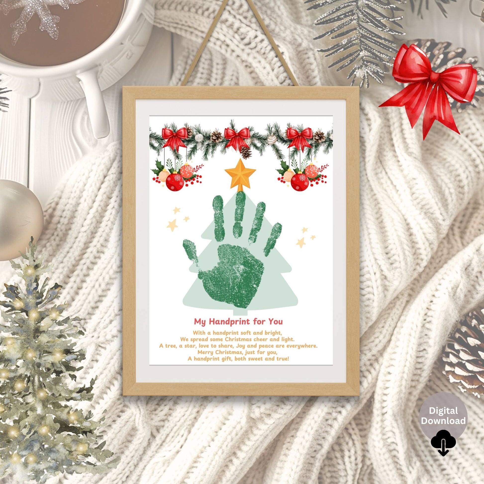 Title Xmas Tree Handprint Art | DIY Kids Craft Printable | Holiday Keepsake Gift (Digital Download) – Digital Printable by Digital Kim Designs
