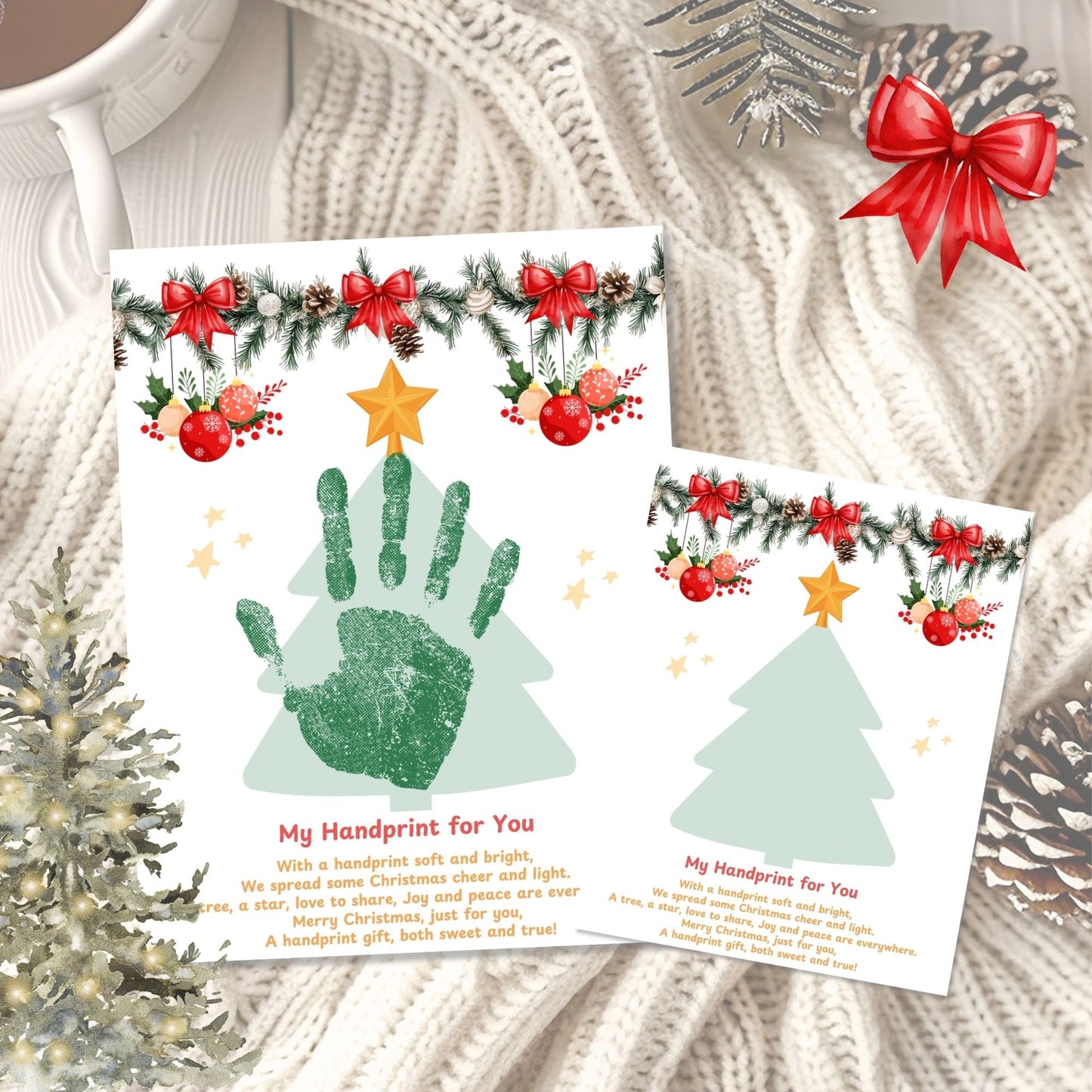 Title Xmas Tree Handprint Art | DIY Kids Craft Printable | Holiday Keepsake Gift (Digital Download) – Digital Printable by Digital Kim Designs