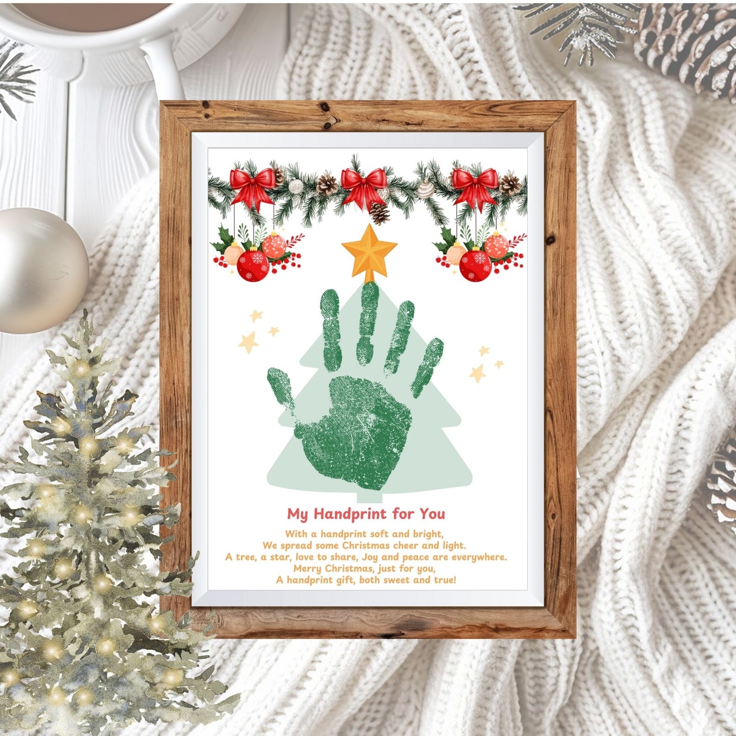 Title Xmas Tree Handprint Art | DIY Kids Craft Printable | Holiday Keepsake Gift (Digital Download) – Digital Printable by Digital Kim Designs