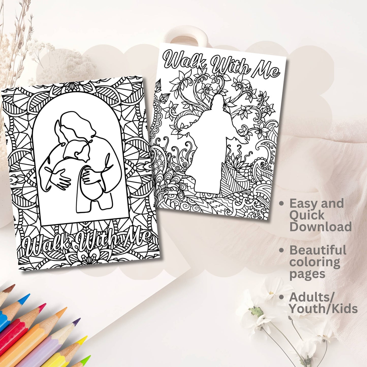 Walk With Me 2026 Youth Coloring Pages | LDS Youth & FSY Faith Activity | 8 - Page Printable PDF – Digital Printable by Digital Kim Designs