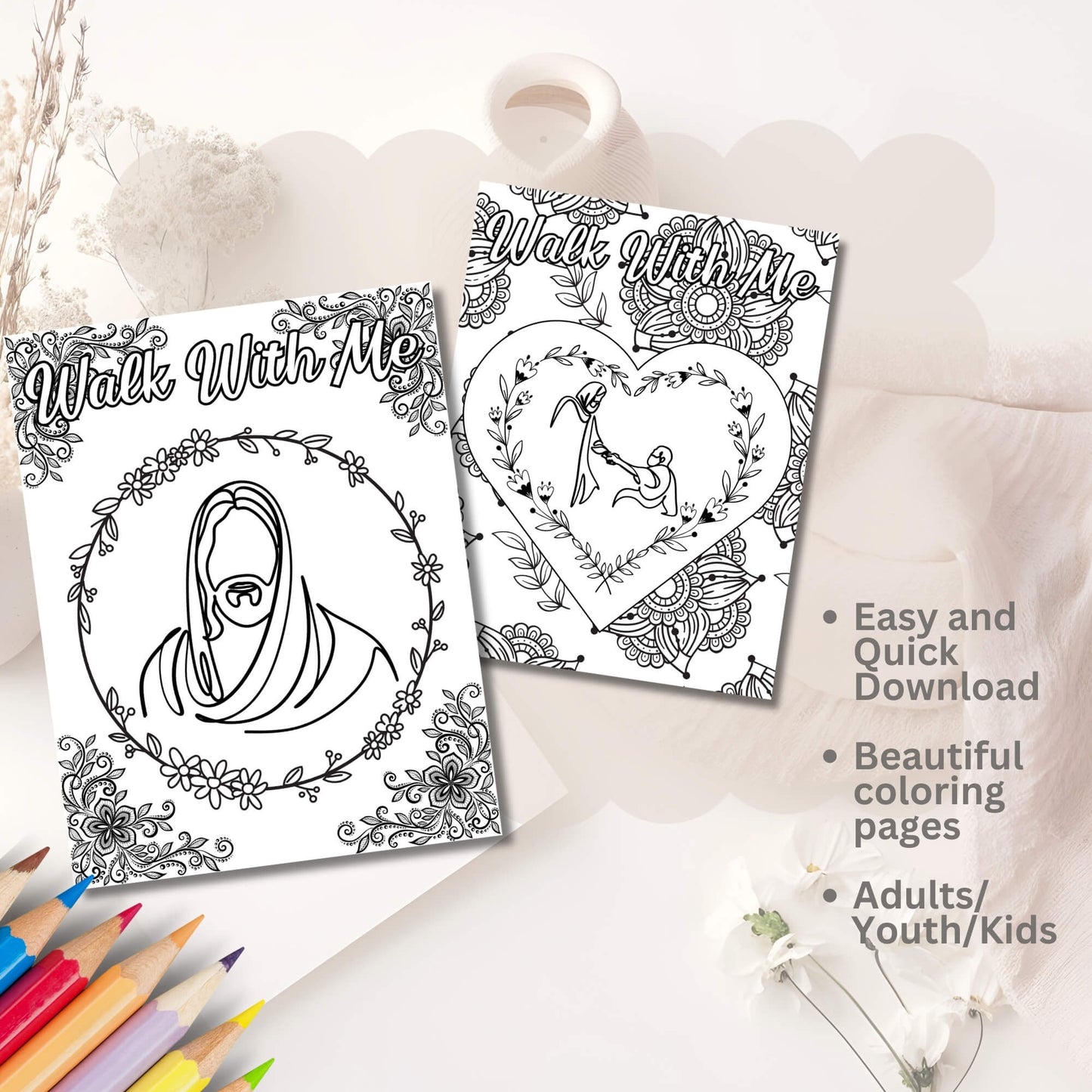 Walk With Me 2026 Youth Coloring Pages | LDS Youth & FSY Faith Activity | 8 - Page Printable PDF – Digital Printable by Digital Kim Designs