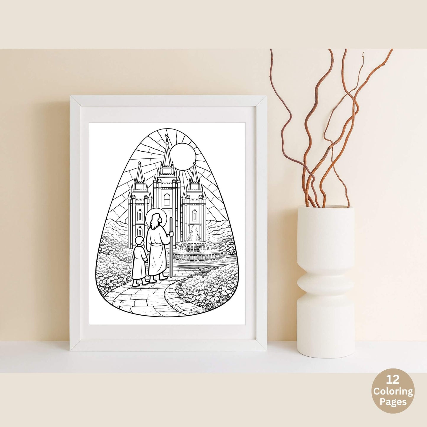 Walk With Me Stained Glass Coloring Pages | Faith - Based Christian Coloring (12 - Page PDF) – Digital Printable by Digital Kim Designs