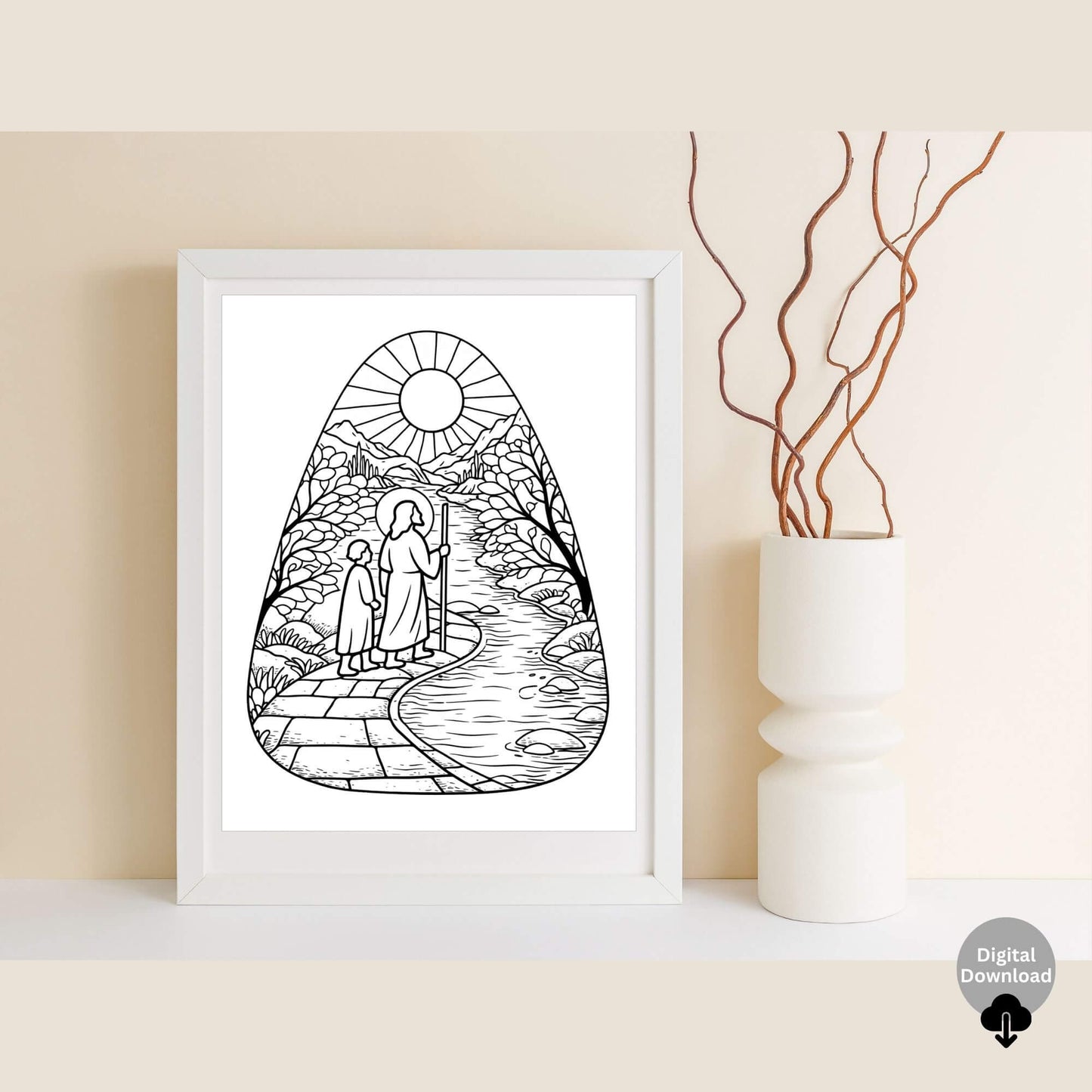 Walk With Me Stained Glass Coloring Pages | Faith - Based Christian Coloring (12 - Page PDF) – Digital Printable by Digital Kim Designs