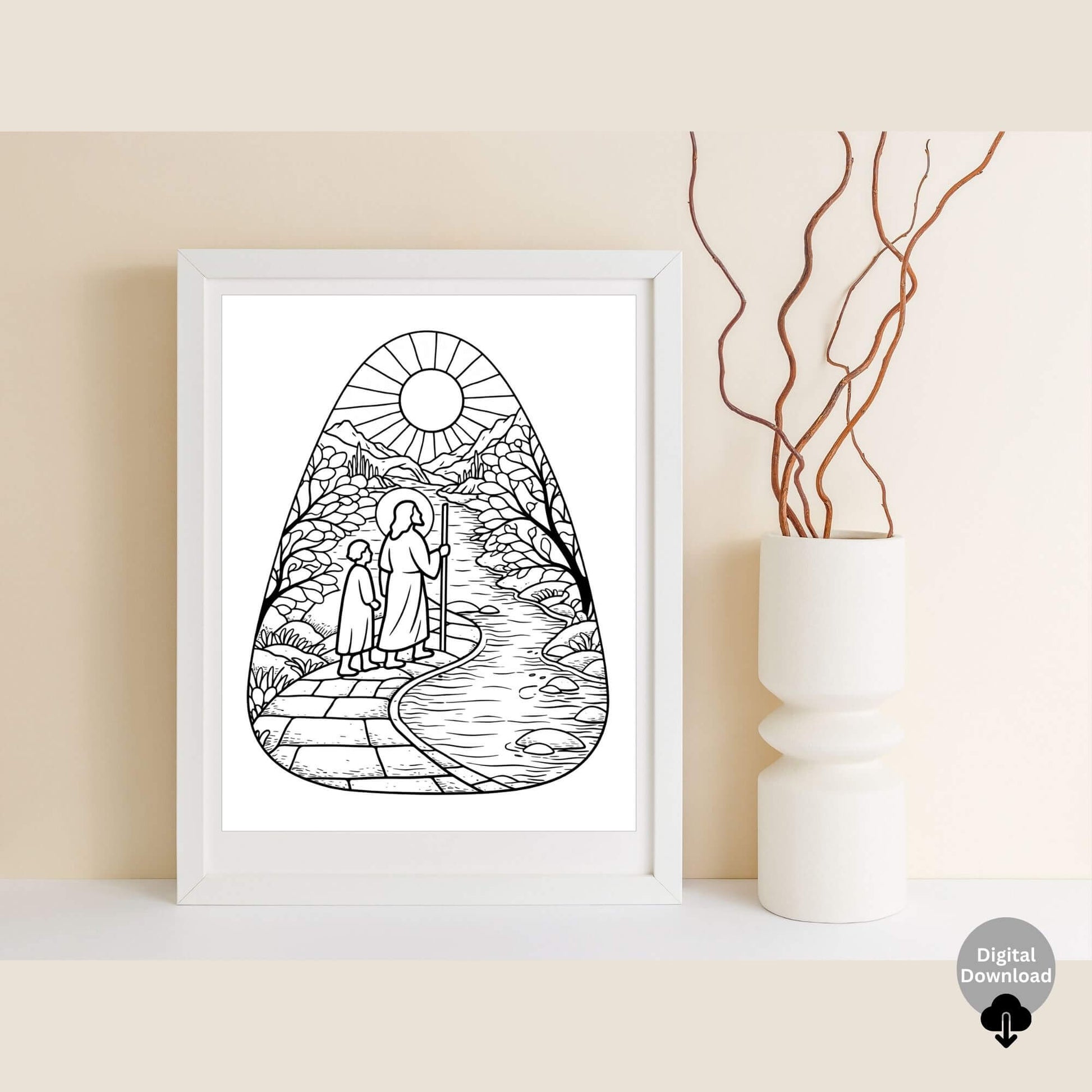 Walk With Me Stained Glass Coloring Pages | Faith - Based Christian Coloring (12 - Page PDF) – Digital Printable by Digital Kim Designs